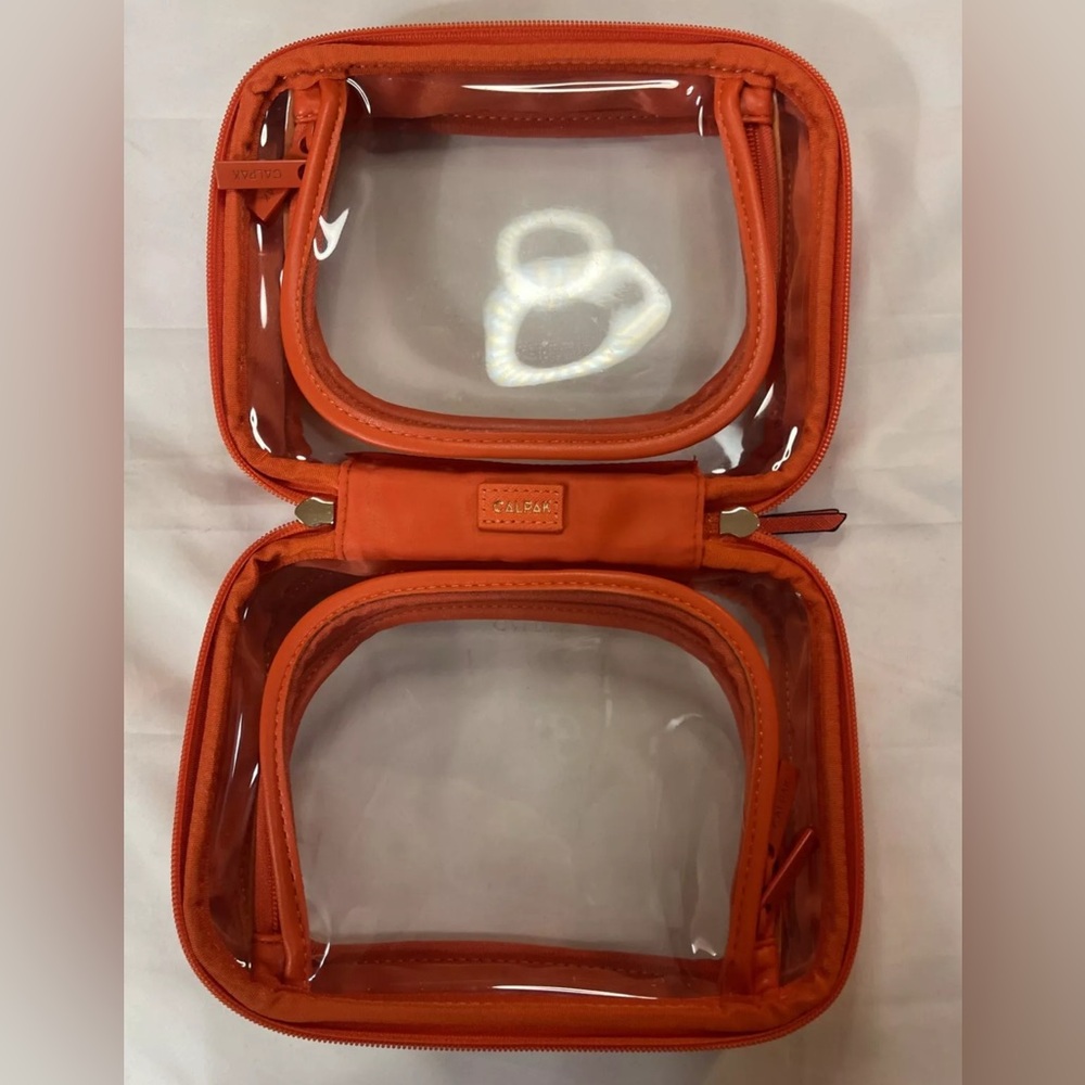 Calpak Cosmetic Case Small *Papaya* Orange - perfect for fall! 🍁🍂